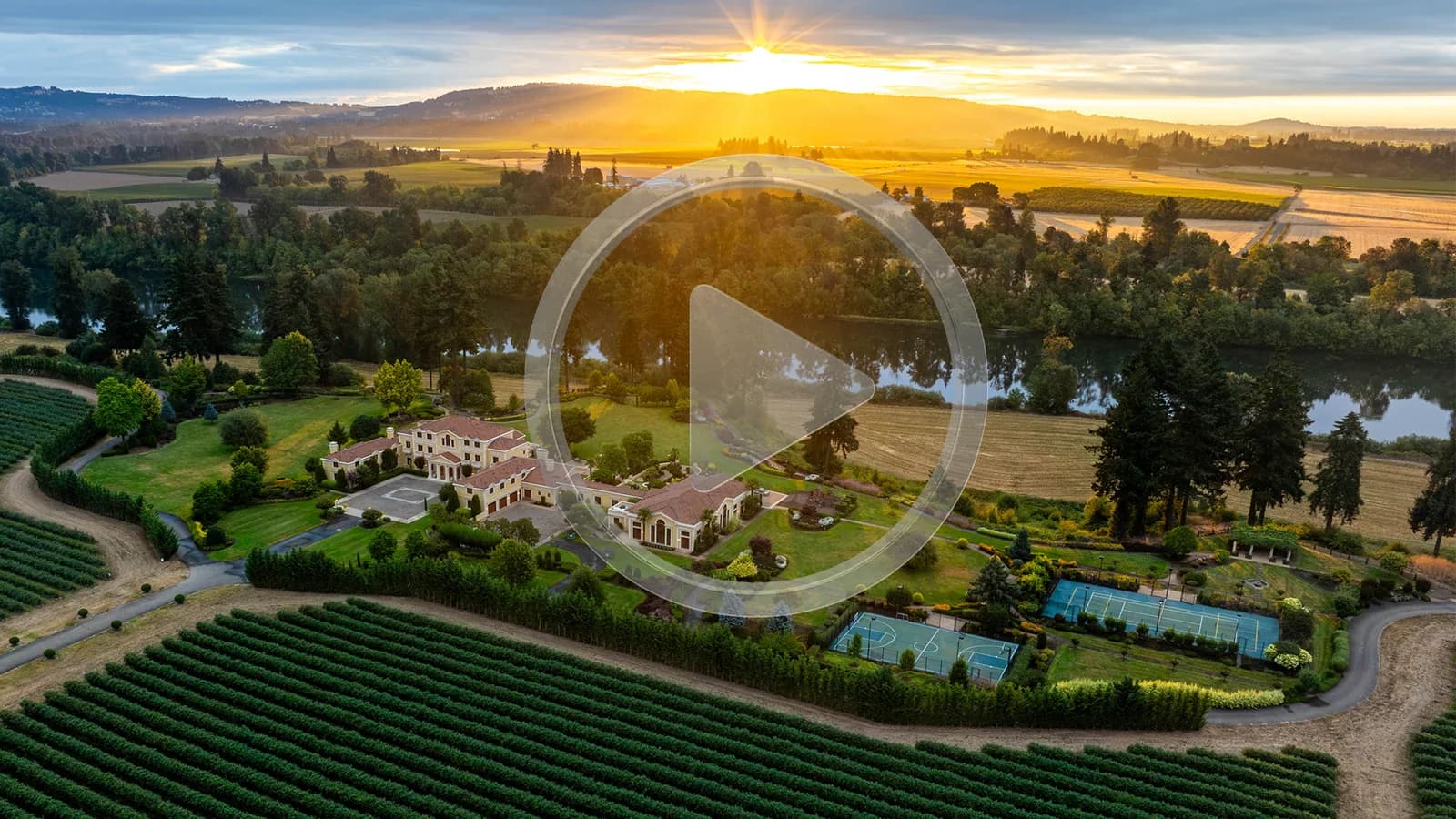 Aerial estate video cover for a social media highlight reel